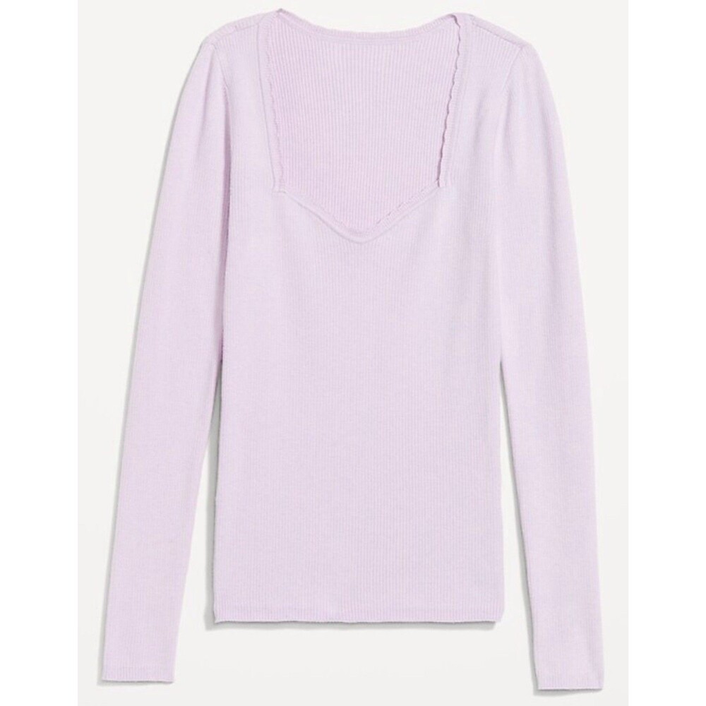 Old Navy Women’s Sweater Fitted Ribbed Lavender Sweetheart Neck XL Soft Stretchy